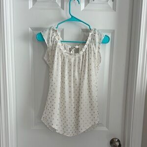 LC Lauren Conrad Ivory Blouse with Metallic Dots